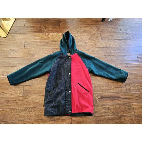 Woolrich 1980's Vintage Wool Colorblock Coat Women's Size M Made in USA - Picture 8 of 13